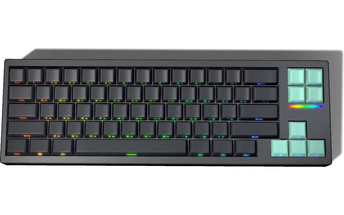 Раскладка IO Custom 68, вид сверху